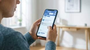 Une personne tient un smartphone affichant un statut « en attente » sur l'application Snapchat dans un intérieur lumineux.
